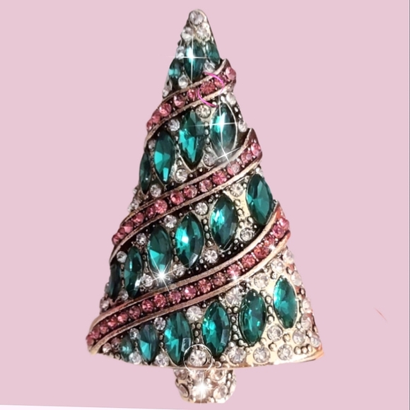 Jeweled Christmas Tree Brooch - Picture 1 of 13